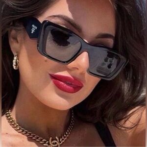 PRADA Sunglasses Black Large Geometric Symbole Acetate PR 08YS